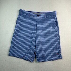 Tommy Bahama Fairway Plaid Golf Shorts Mens 33 Blue 10" stretch Performance